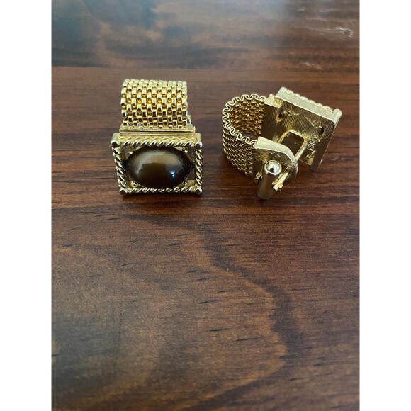 Vintage cuff links in gold metal - Picture 2 of 4